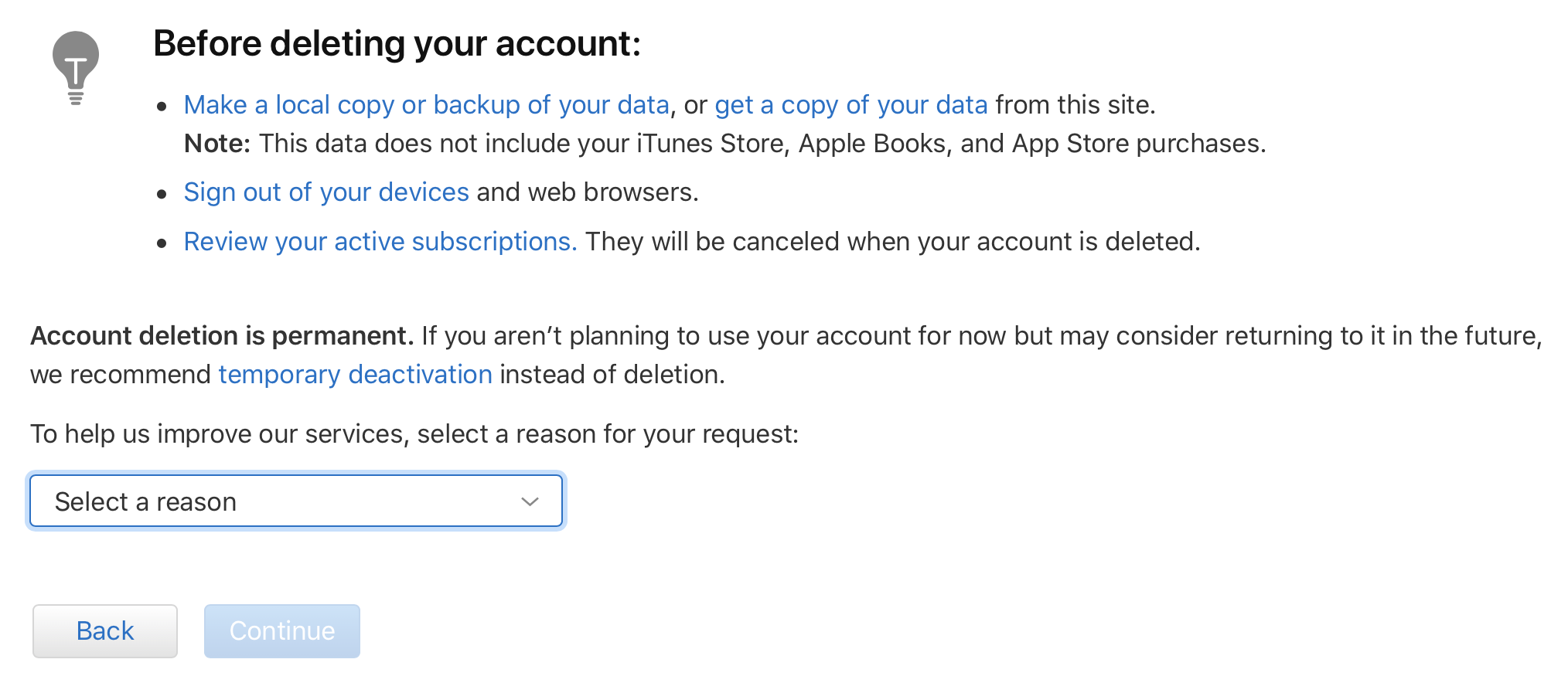 delete apple id for mac book
